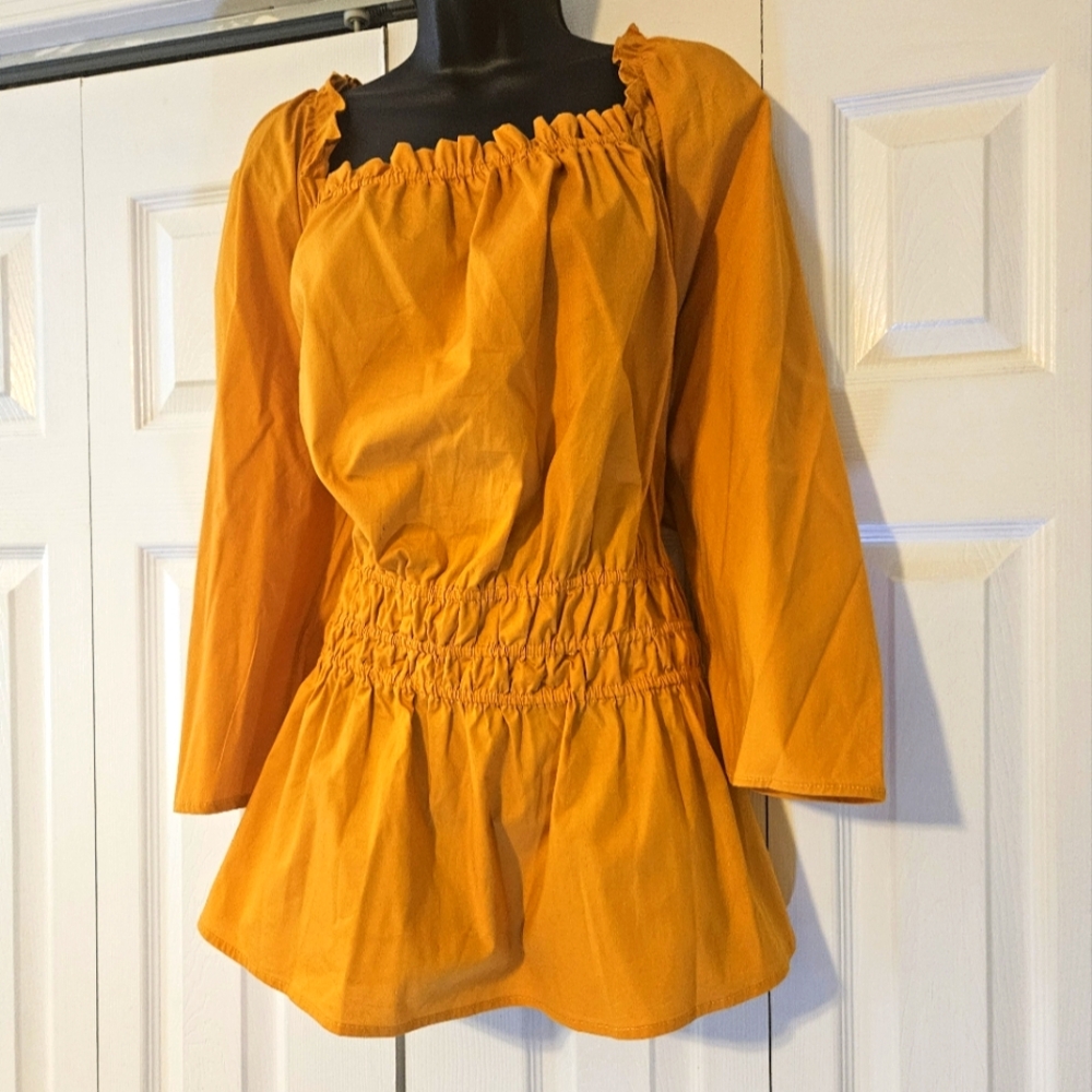 Ashley Stewart Yellow Off Shoulder Top